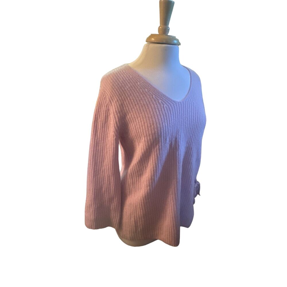 S Petite Nordstrom Halogen V-Neck Lilac Purple 100% Cashmere Side Tie Sweater